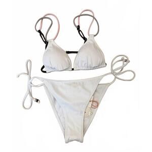 NEW SUNDEK triangle top bikini in white 40
